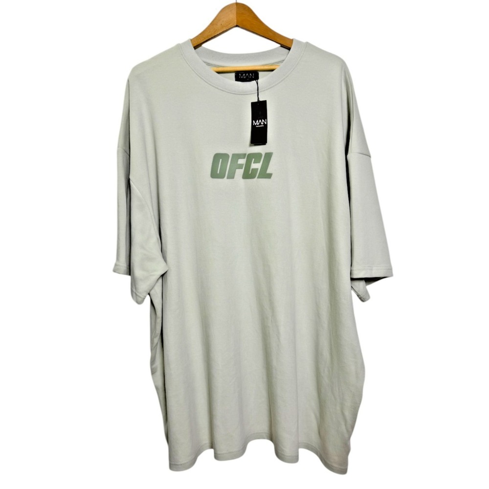 Boohoo Man‎ MENS 3XL NWT Oversized Heavyweight Green Print T-Shirt 100% Cotton